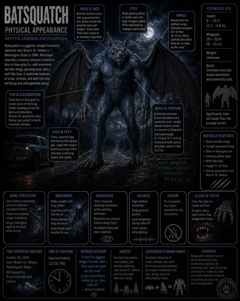 Batsquatch Cryptid Physical Appearance Encyclopedia Profile