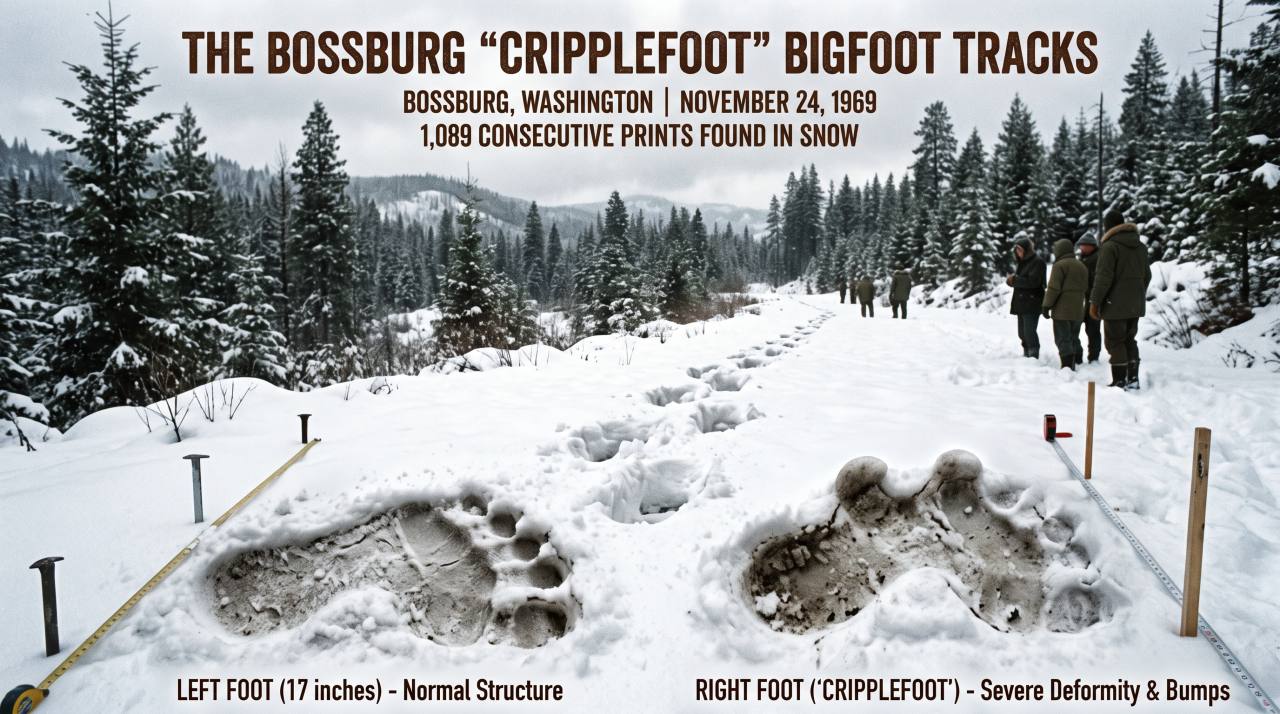 Bossburg “Cripplefoot”: The 1,089-Track Bigfoot Mystery of Washington State (1969)