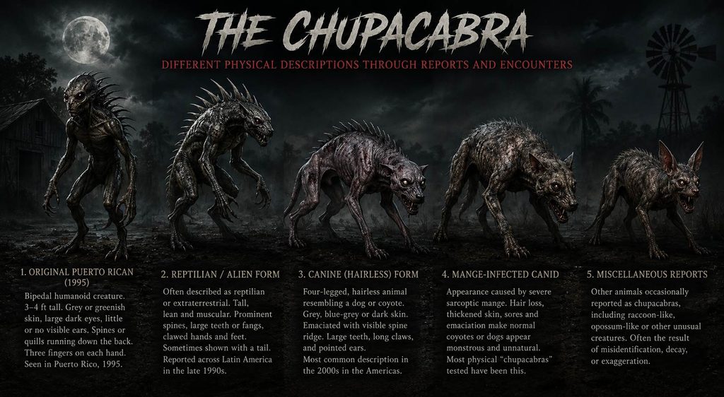 The Chupacabra Cryptid Physical Appearance Description Profile