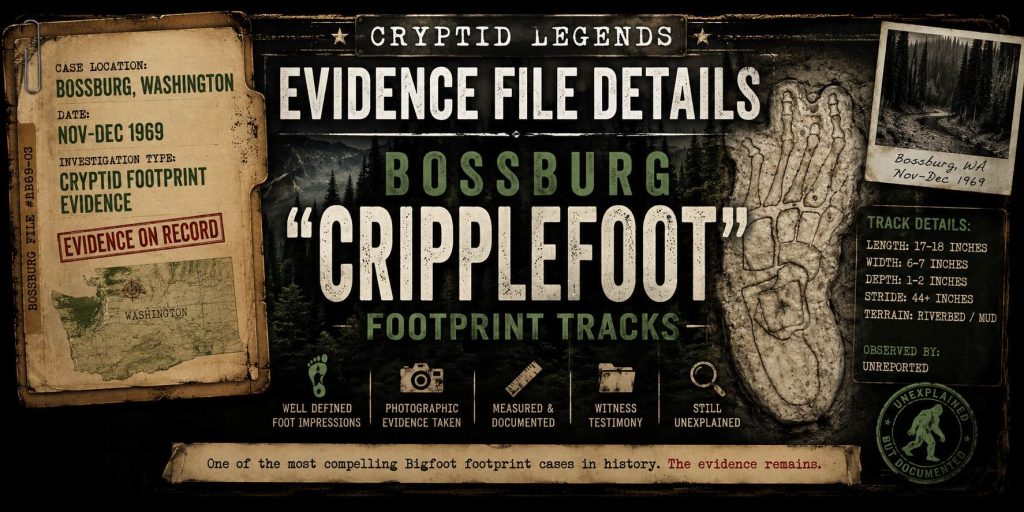 Cryptid Legends Evidence File Details Bossburg Cripplefoot Bigfoot Case Washington