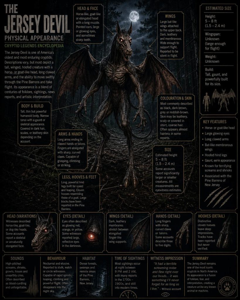 Jersey Devil Cryptids Physical Appearance Encyclopedia Profile