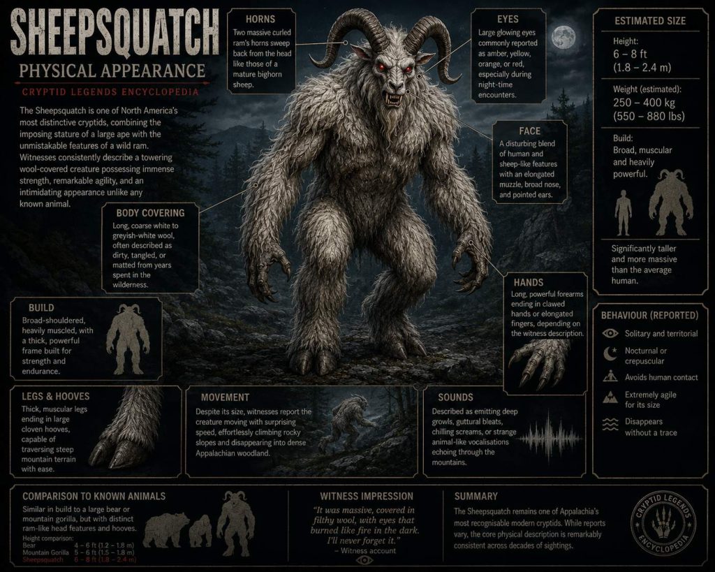 Sheepsquatch Cryptid Physical Appearance Description Encyclopedia Profile